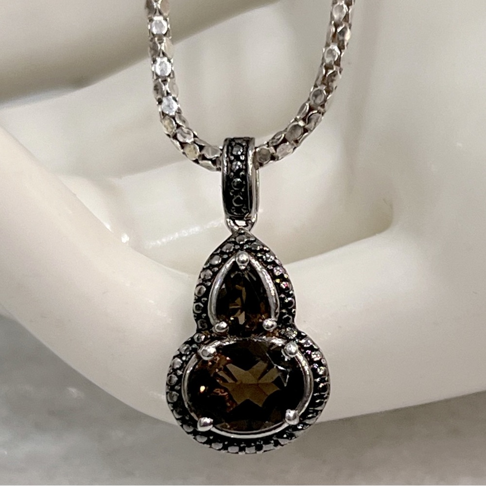 Brazilian Smoky Quartz Sterling Silver Pendant Necklace